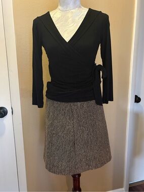 Brown DKNYC Tweed Women's Skirt - Classic A-Line